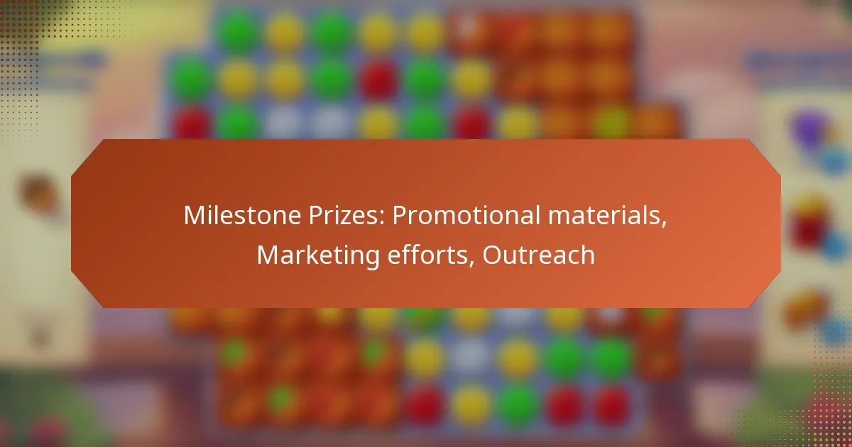 Milestone Prizes: Promotional materials, Marketing efforts, Outreach
