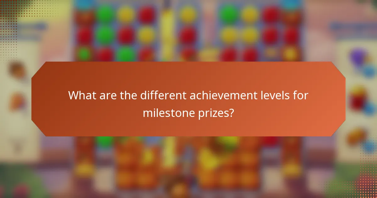 What are the different achievement levels for milestone prizes?