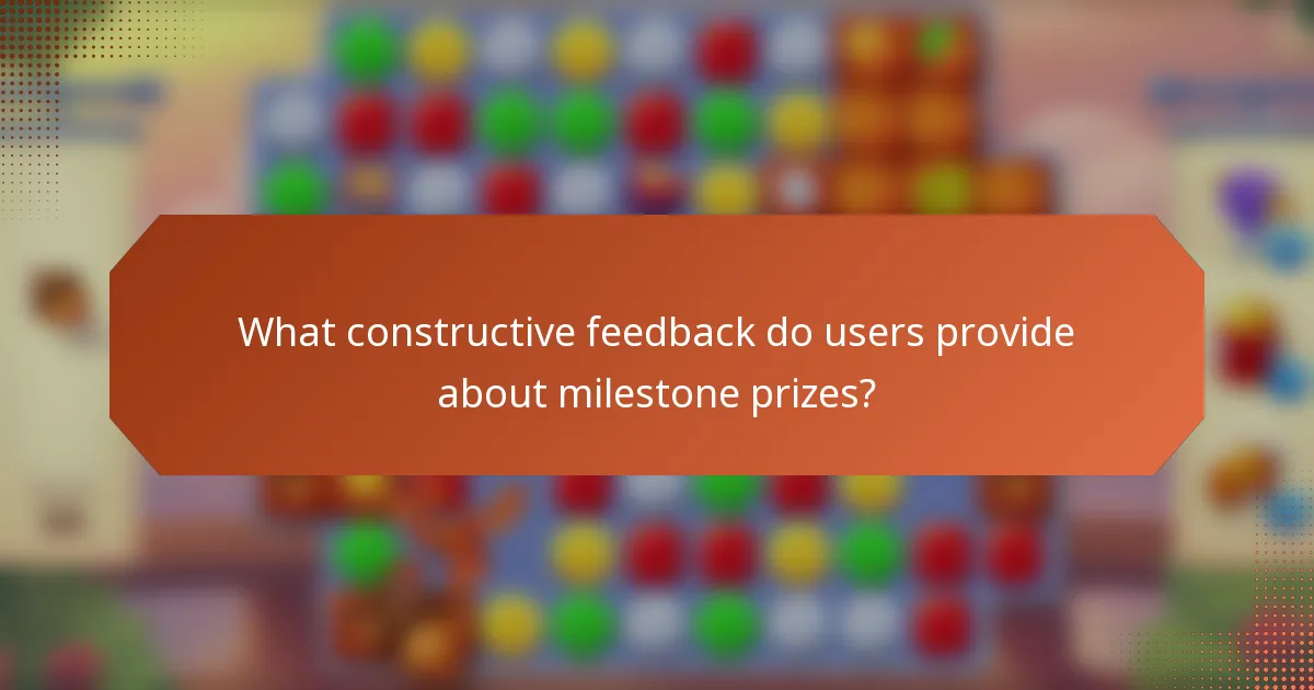 What constructive feedback do users provide about milestone prizes?