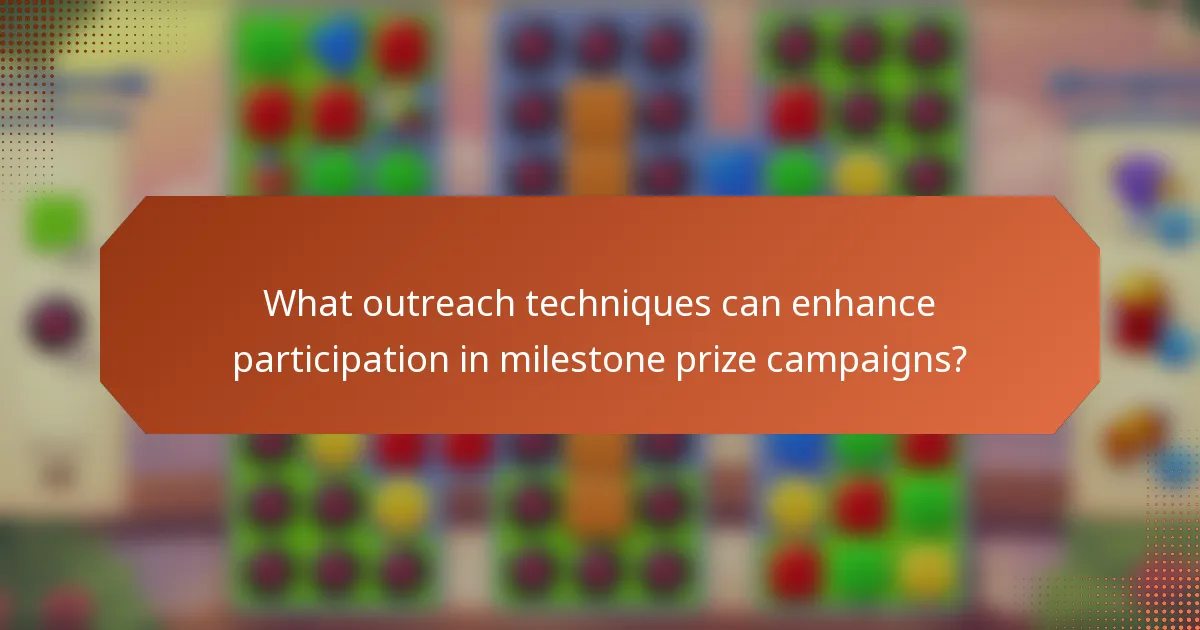 What outreach techniques can enhance participation in milestone prize campaigns?